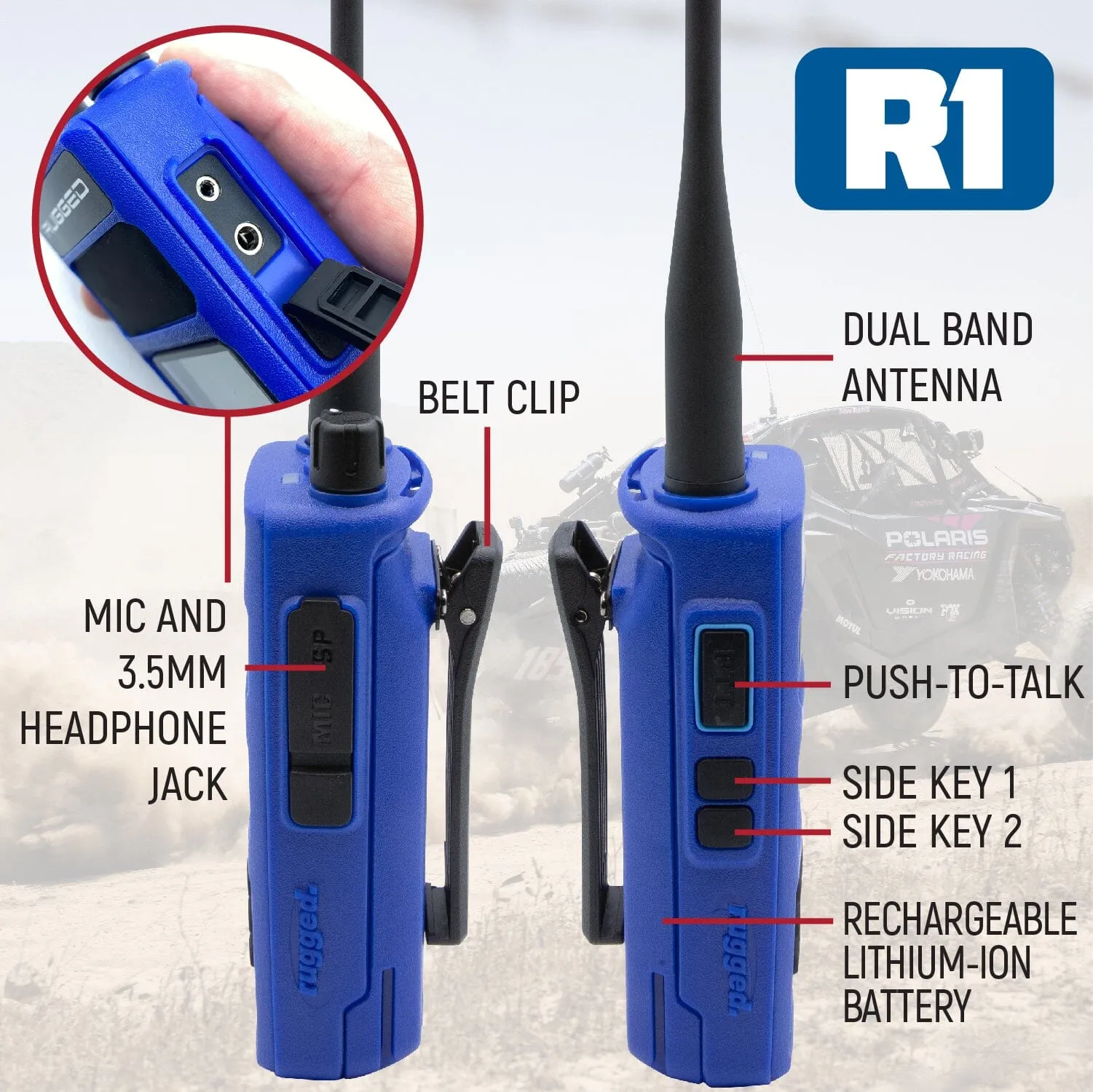 2 PACK - Rugged R1 - Business Band Two Way Handheld Radio - Digital and Analog