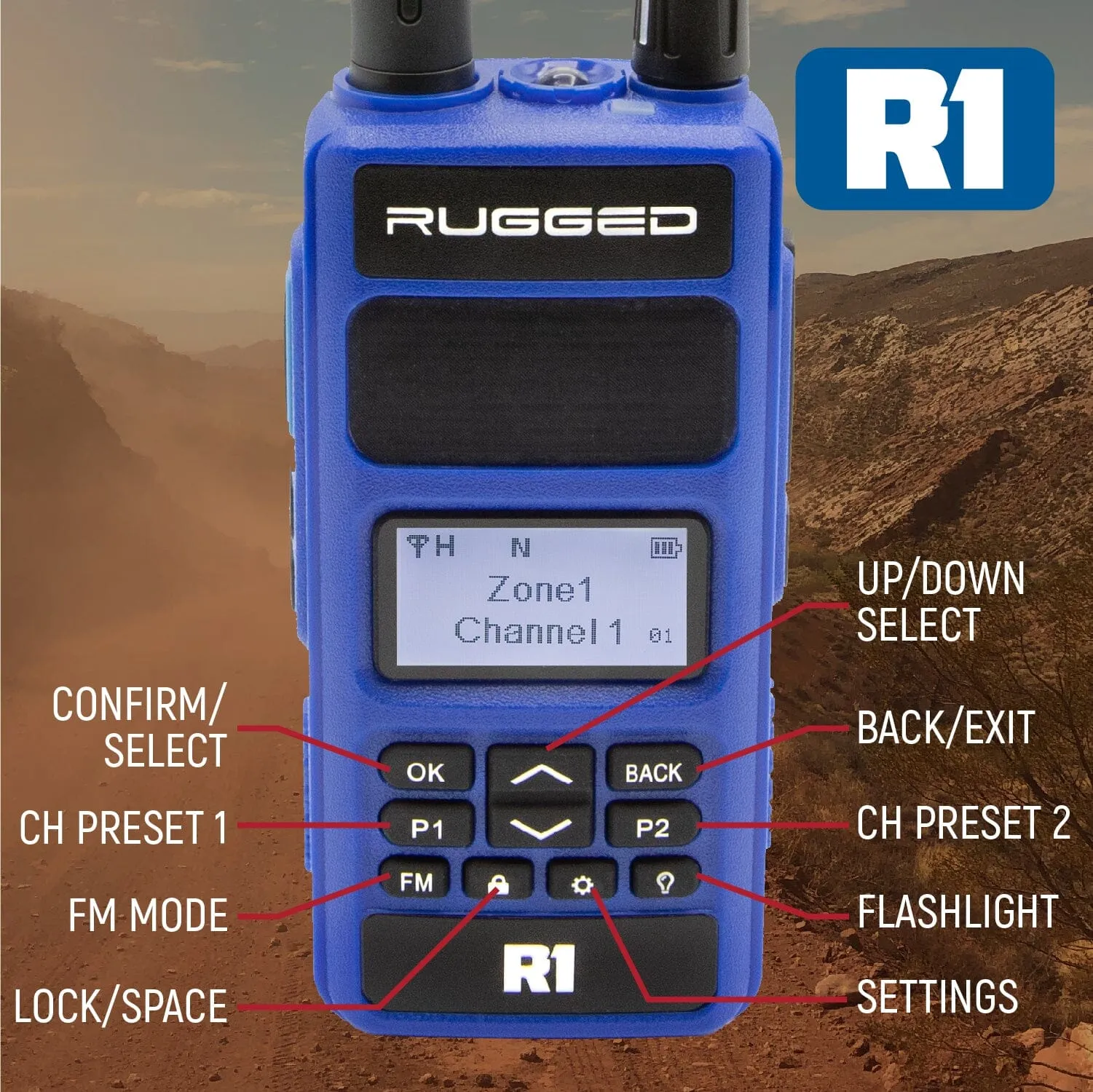 2 PACK - Rugged R1 - Business Band Two Way Handheld Radio - Digital and Analog