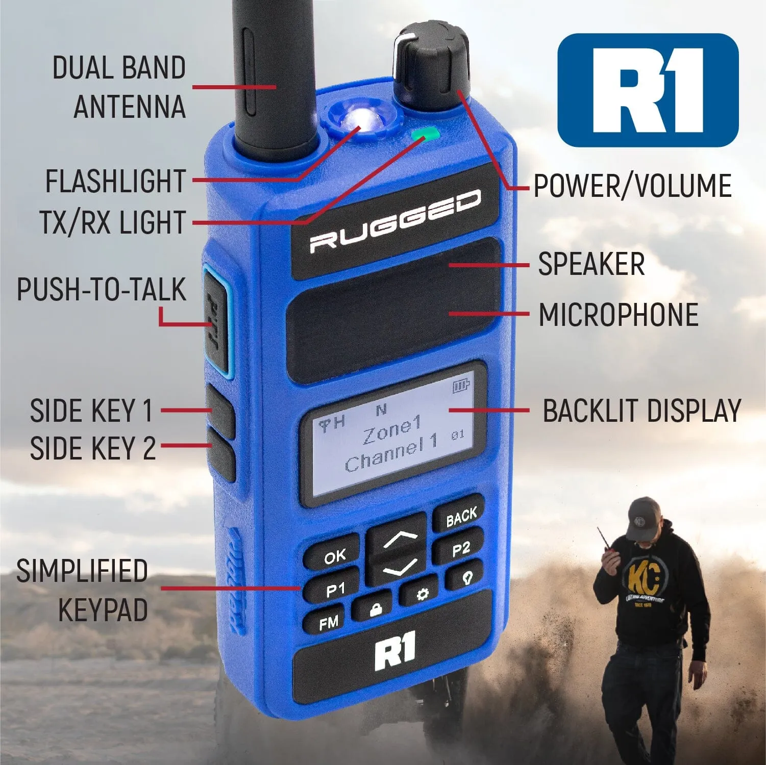 2 PACK - Rugged R1 - Business Band Two Way Handheld Radio - Digital and Analog