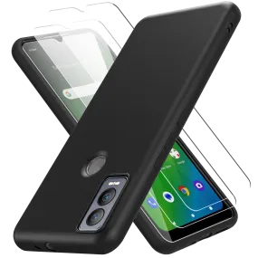 2 Screen Protectors   Case for Cricket Magic 5G (U6080AC) - Matte Black