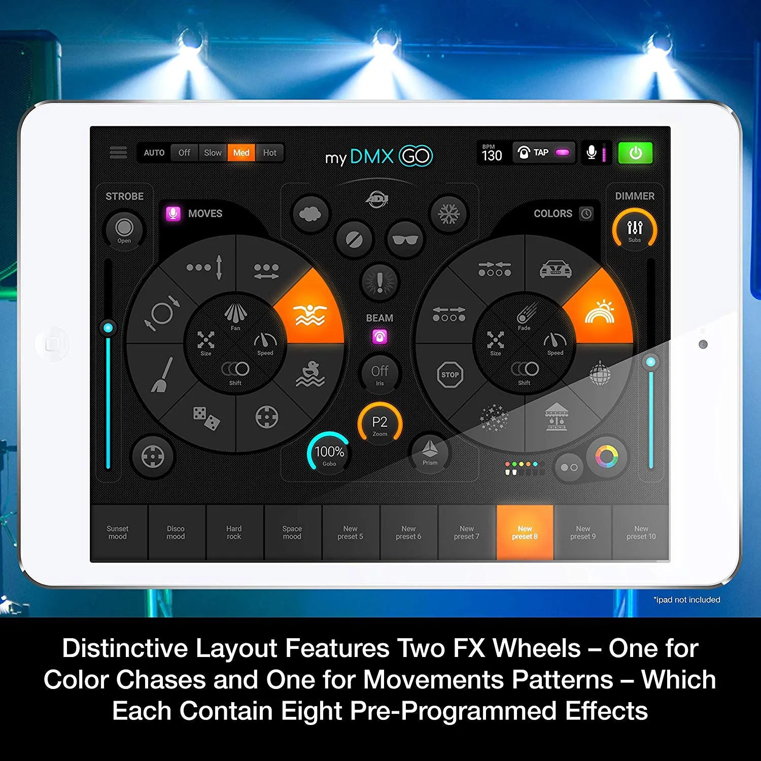 ADJ MYDMX GO Lighting Controller/DMX Lighting Control App for iPad or Android