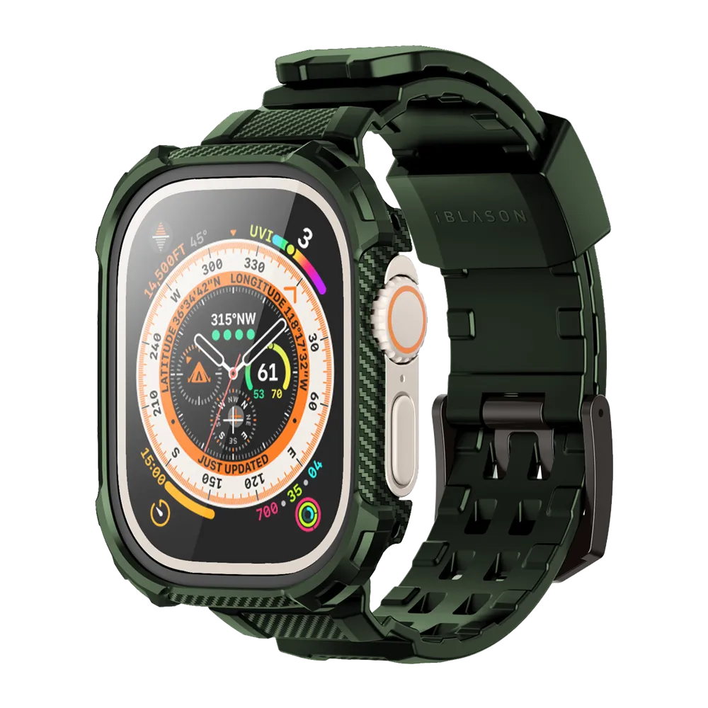 Apple Watch Ultra 49mm Armorbox Case with Tempered Glass Screen Protectors  - Dark Green