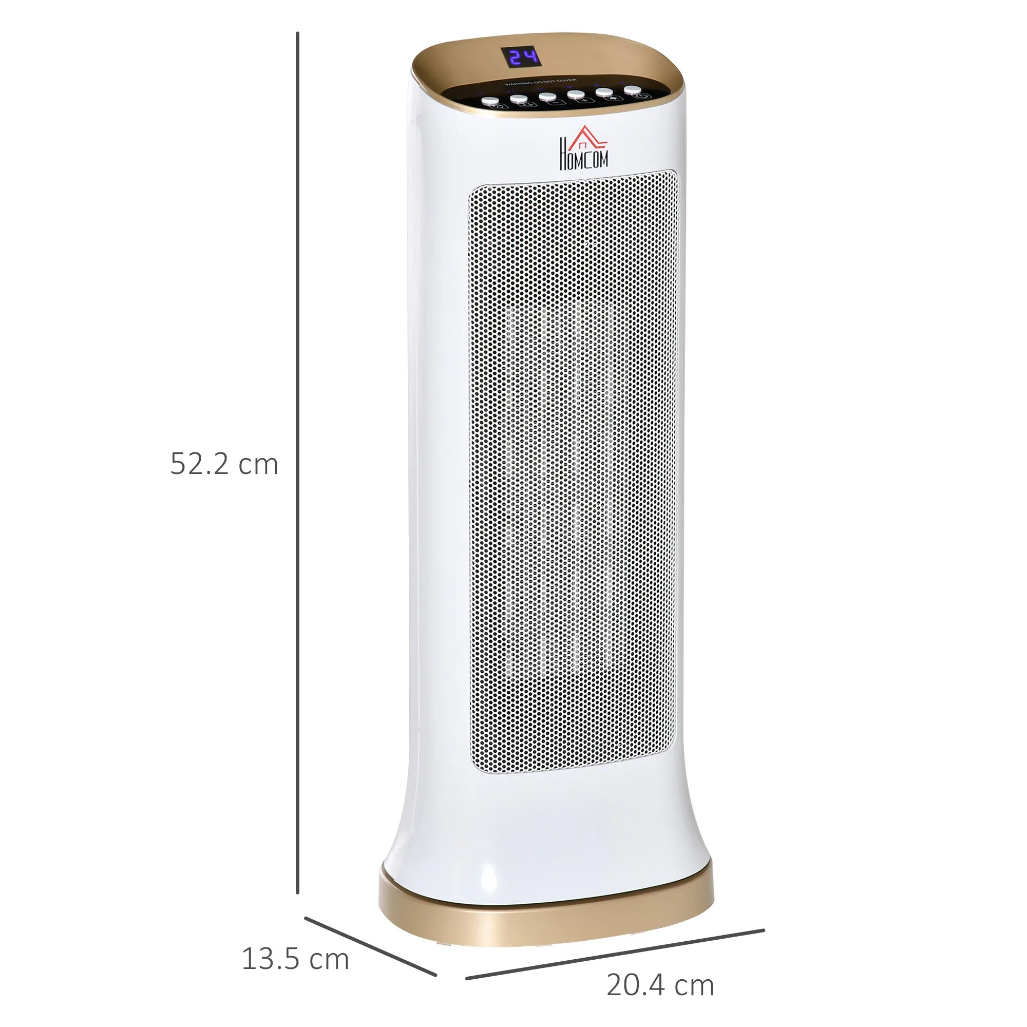 Ceramic Tower Heater 45√Ç¬∞ Oscillating Space Heater w/ Remote Control 8hr Timer Tip-Over Overheat Protection 1000W/2000W-White