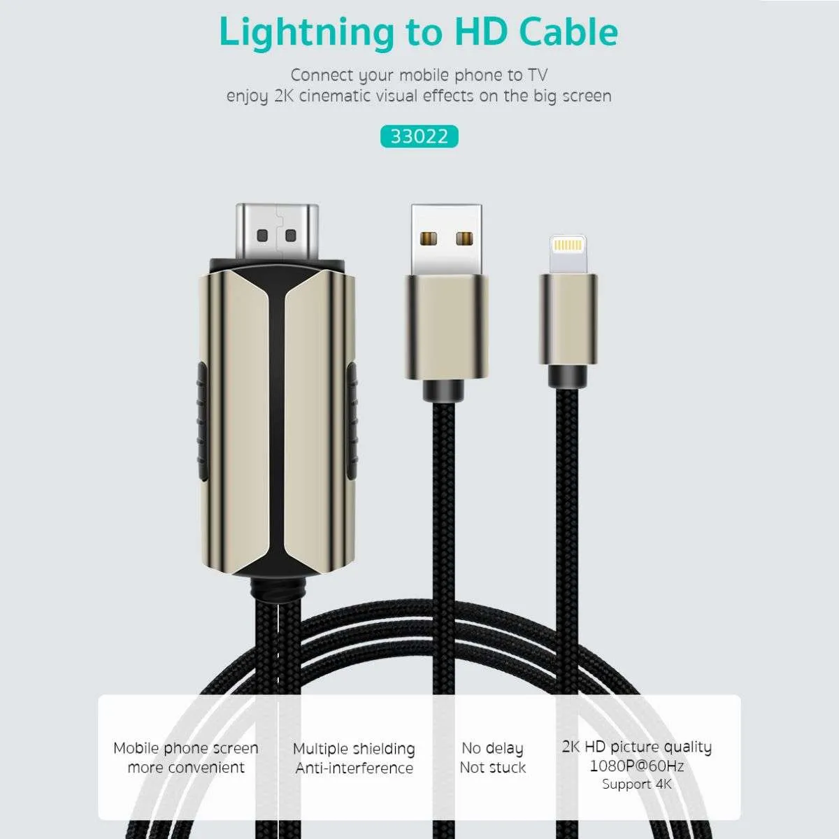 COTECi Lightning to HDMI Cable 1080P 2M - 33022