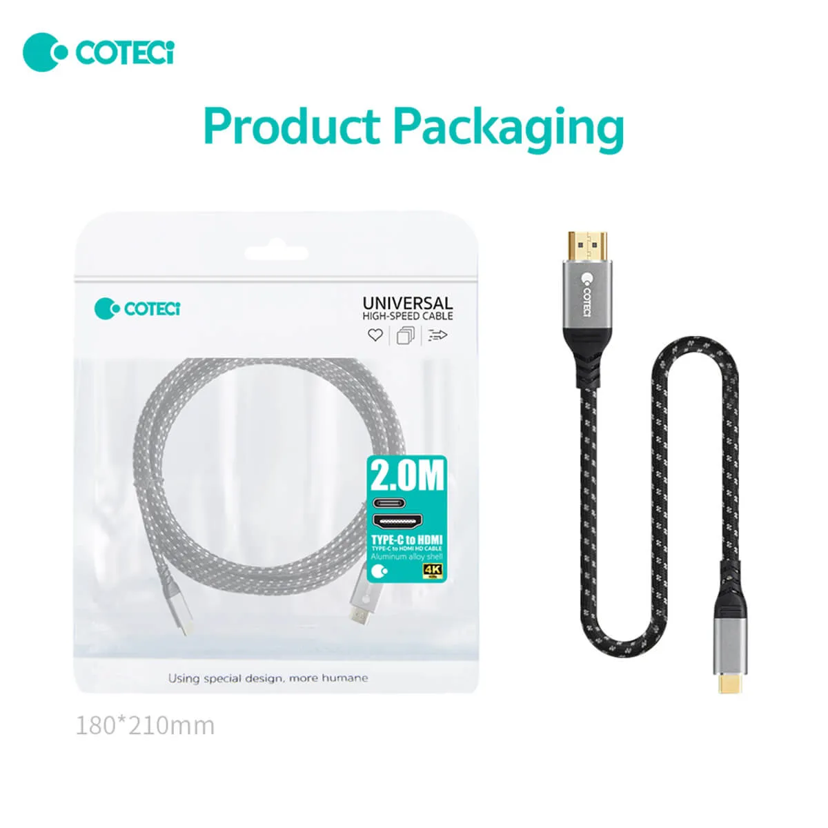 COTECi USB-C to HDMI Converter Cable 4K 60Hz 3M - 87411