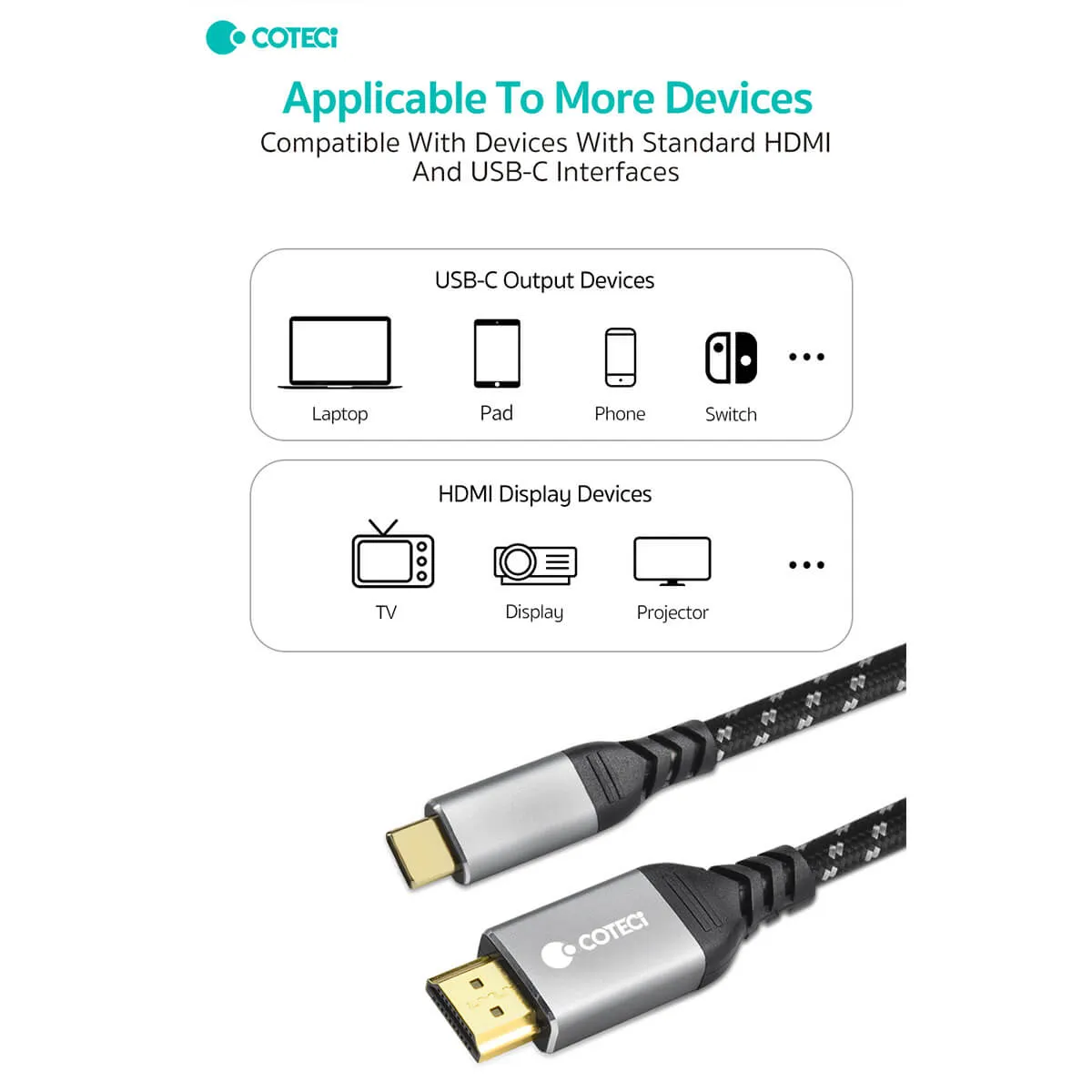 COTECi USB-C to HDMI Converter Cable 4K 60Hz 3M - 87411