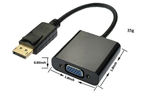 DP to VGA Cable 1080P to VGA Converter (Male to Female)