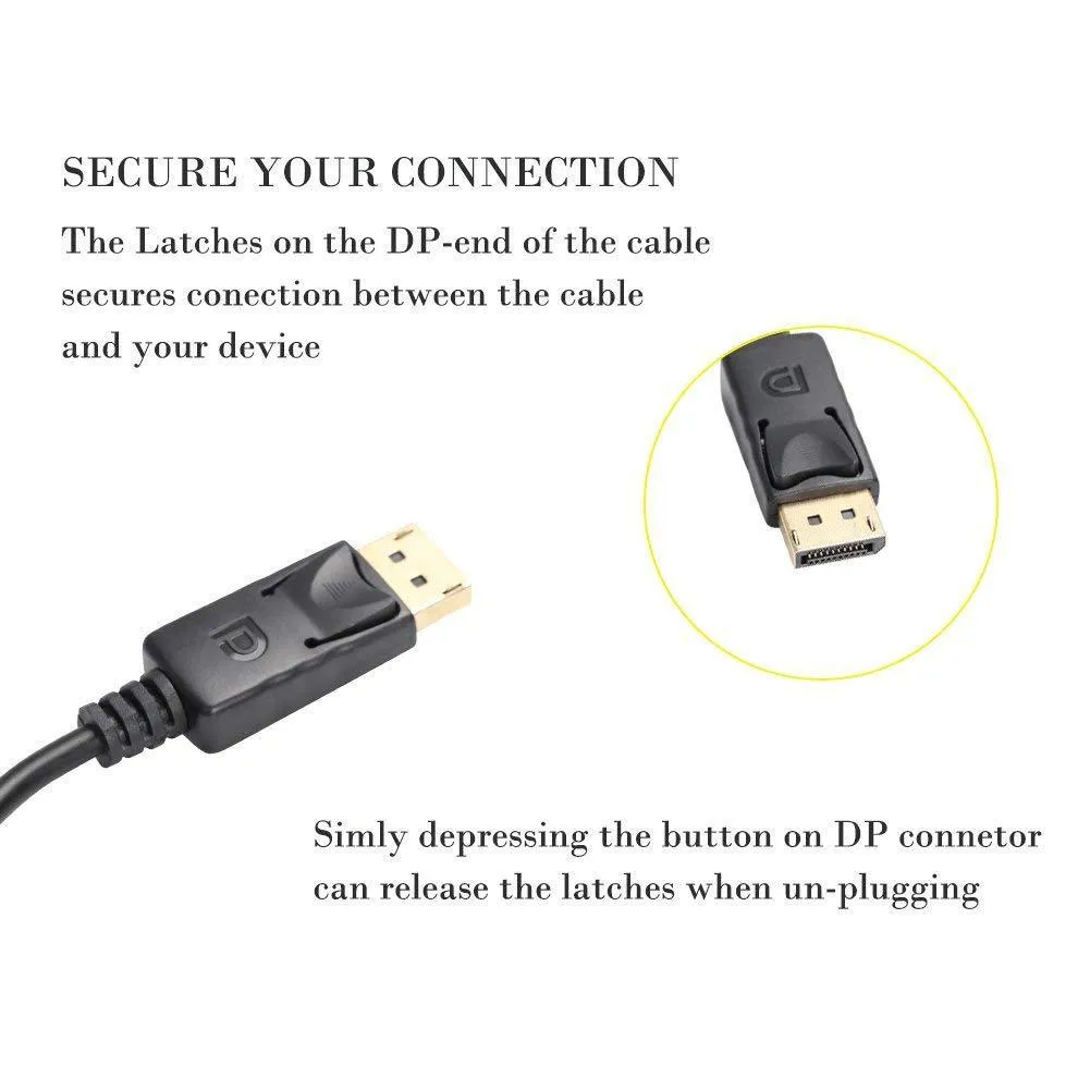 DP to VGA Cable 1080P to VGA Converter (Male to Female)