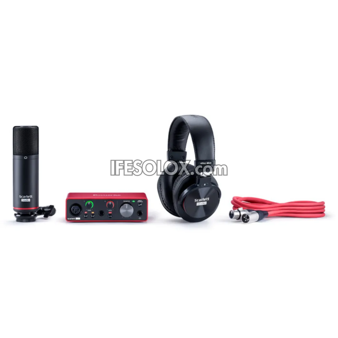 Focusrite Scarlett Solo 3rd Gen Studio with USB Audio Interface, Microphone, Headphone and XLR Cable - Brand New