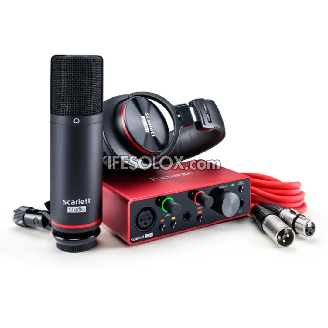 Focusrite Scarlett Solo 3rd Gen Studio with USB Audio Interface, Microphone, Headphone and XLR Cable - Brand New