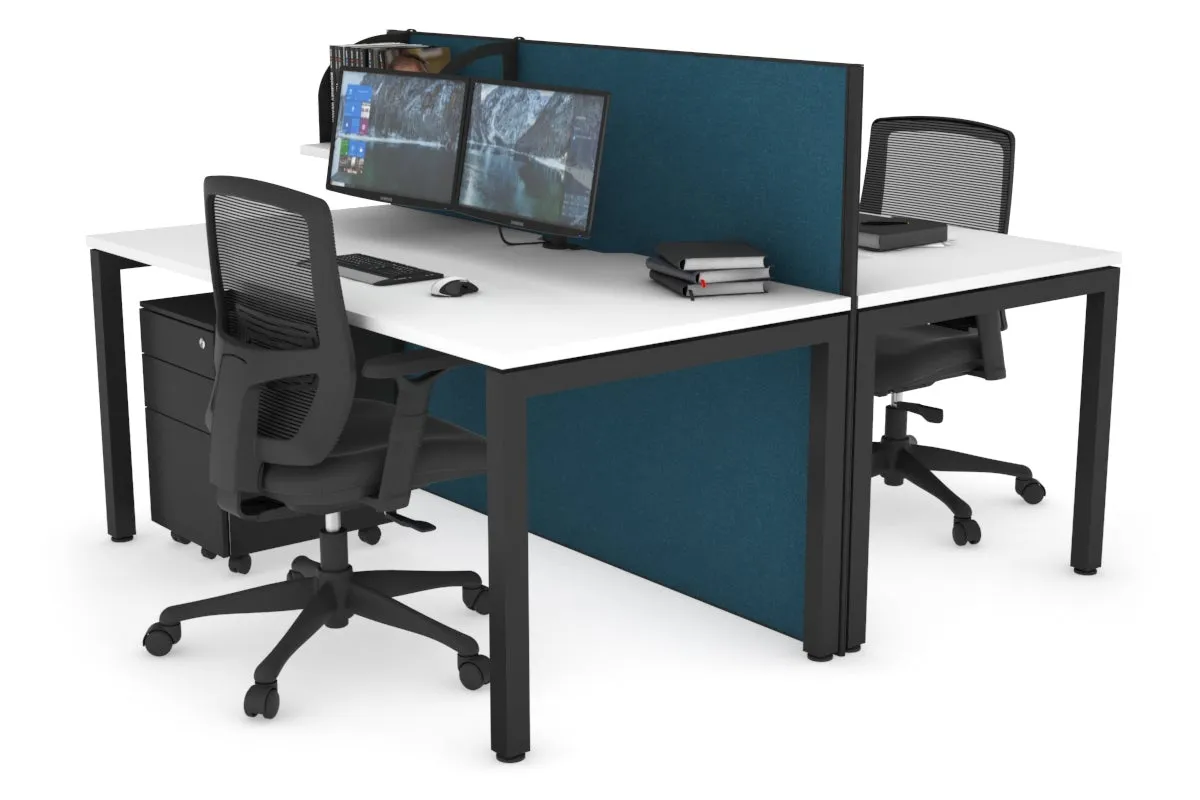 Horizon Quadro 2 Person Bench Square Legs Office Workstation [1200L x 800W with Cable Scallop]