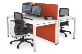 Horizon Quadro 2 Person Bench Square Legs Office Workstation [1200L x 800W with Cable Scallop]