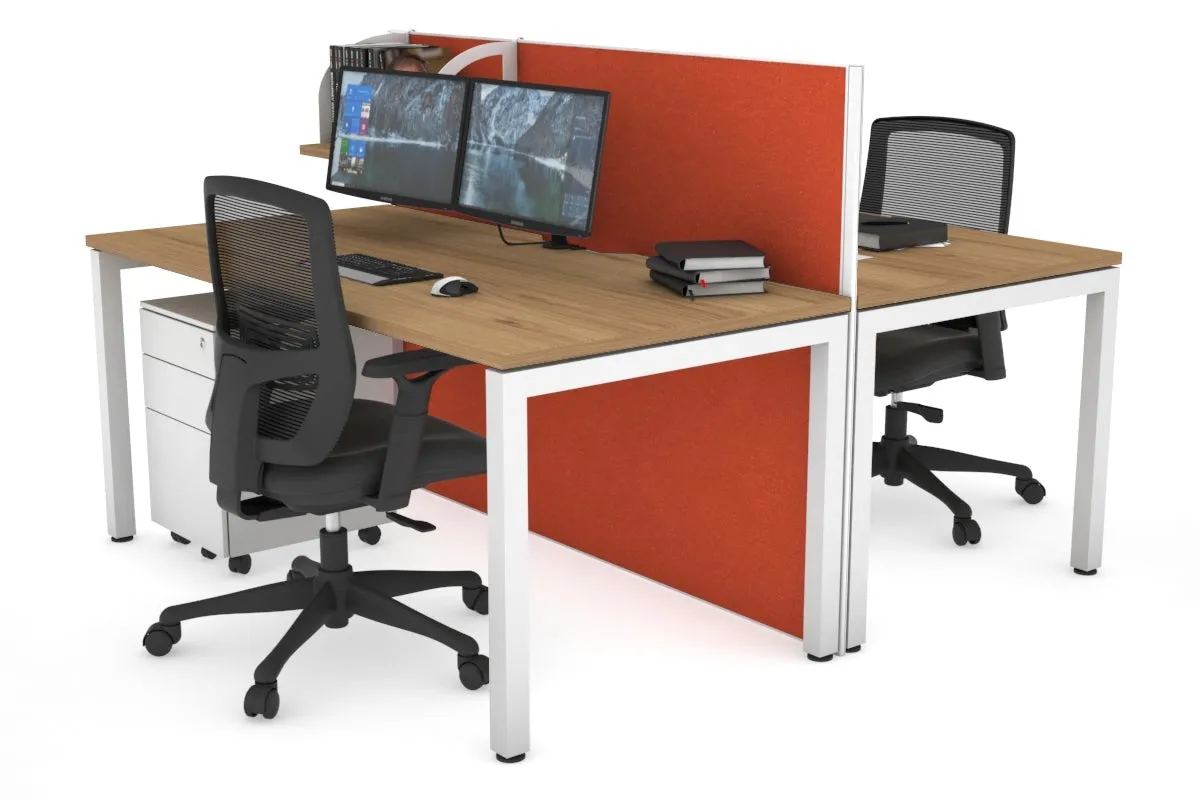 Horizon Quadro 2 Person Bench Square Legs Office Workstation [1200L x 800W with Cable Scallop]