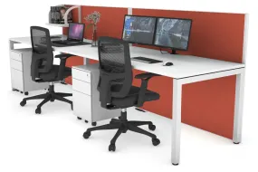 Horizon Quadro 2 Person Run Square Legs Office Workstation [1200L x 800W with Cable Scallop]