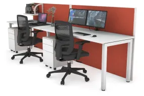 Horizon Quadro 2 Person Run Square Legs Office Workstation [1600L x 700W]