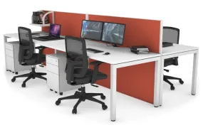 Horizon Quadro 4 Person Bench Square Legs Office Workstation [1600L x 800W with Cable Scallop]