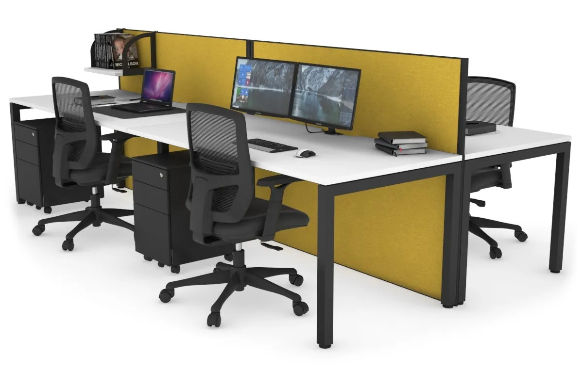 Horizon Quadro 4 Person Bench Square Legs Office Workstation [1800L x 800W with Cable Scallop]