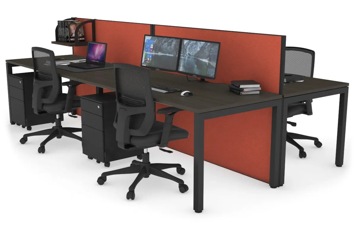 Horizon Quadro 4 Person Bench Square Legs Office Workstation [1800L x 800W with Cable Scallop]