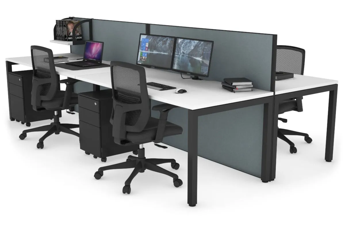 Horizon Quadro 4 Person Bench Square Legs Office Workstation [1800L x 800W with Cable Scallop]