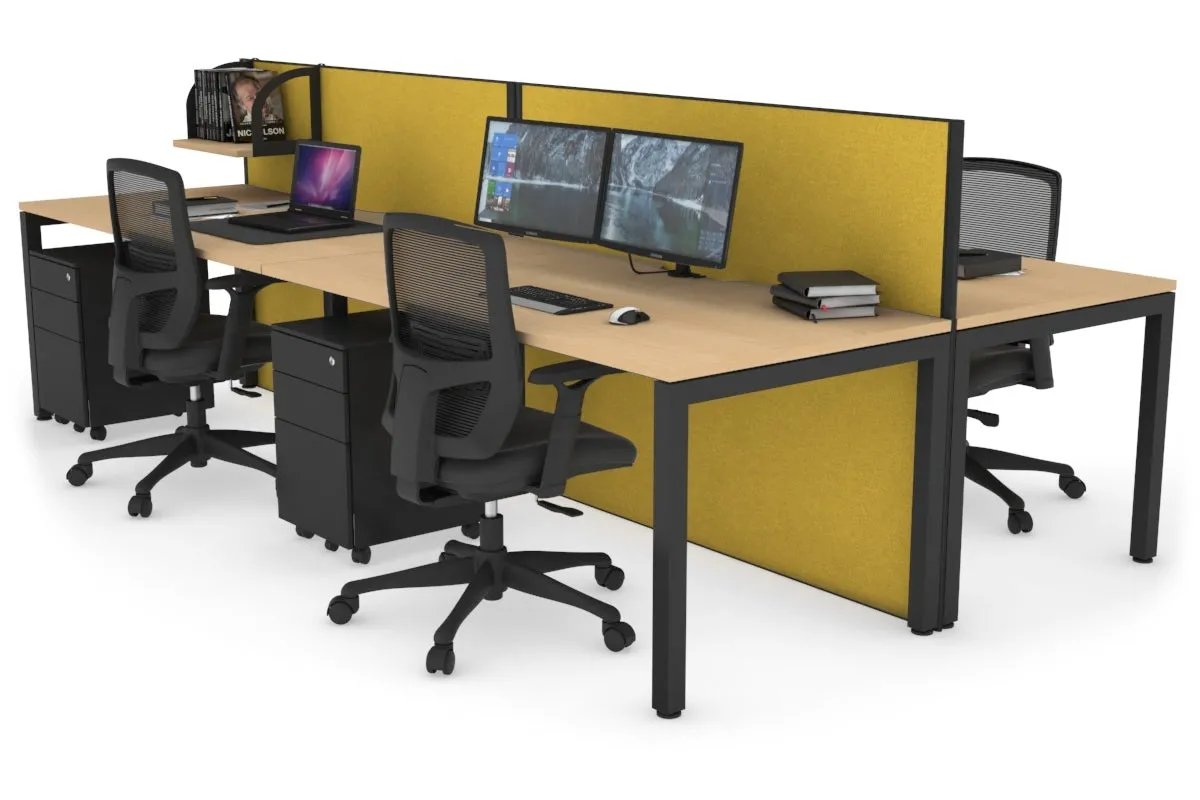 Horizon Quadro 4 Person Bench Square Legs Office Workstation [1800L x 800W with Cable Scallop]