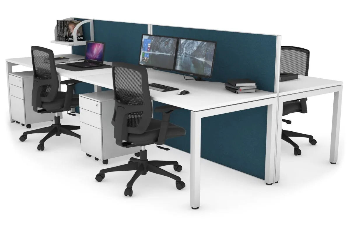 Horizon Quadro 4 Person Bench Square Legs Office Workstation [1800L x 800W with Cable Scallop]