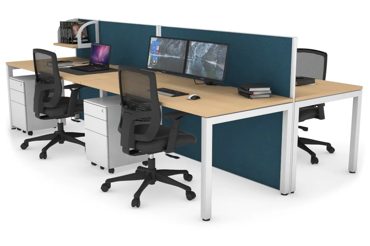 Horizon Quadro 4 Person Bench Square Legs Office Workstation [1800L x 800W with Cable Scallop]