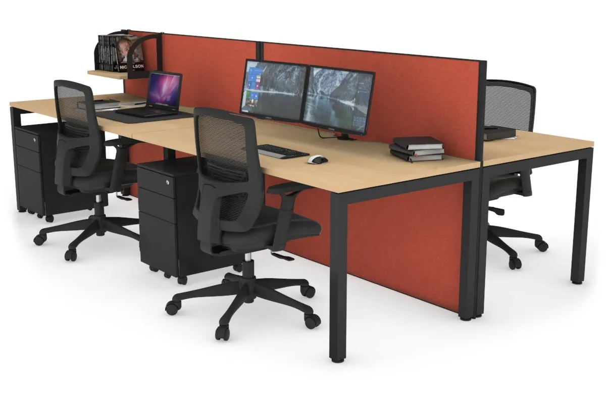 Horizon Quadro 4 Person Bench Square Legs Office Workstation [1800L x 800W with Cable Scallop]