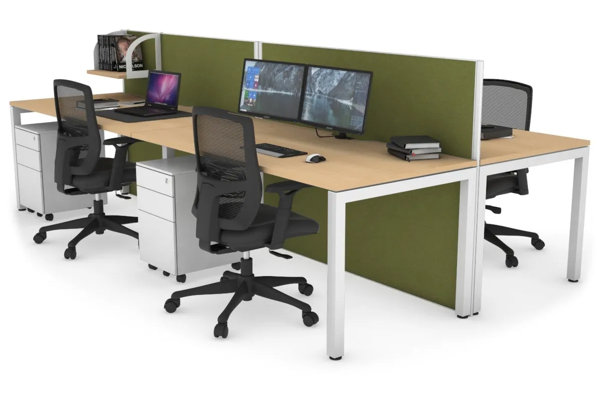 Horizon Quadro 4 Person Bench Square Legs Office Workstation [1800L x 800W with Cable Scallop]