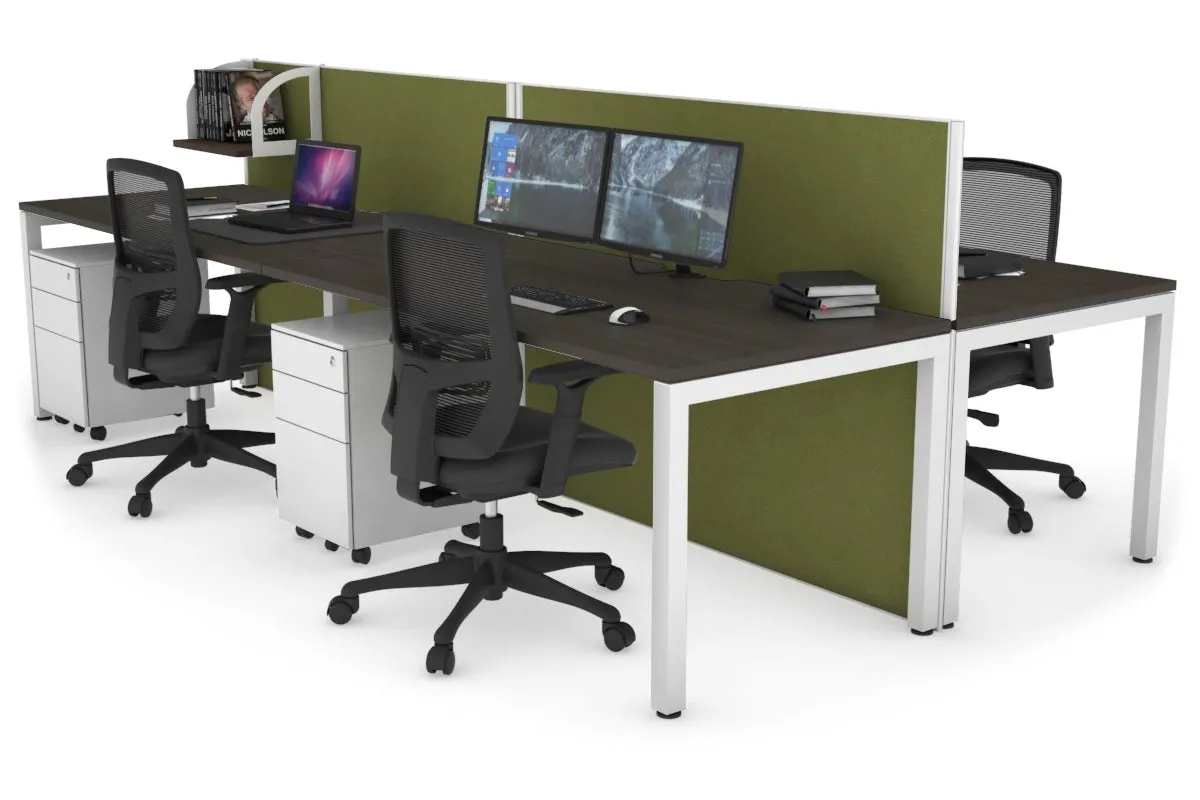 Horizon Quadro 4 Person Bench Square Legs Office Workstation [1800L x 800W with Cable Scallop]