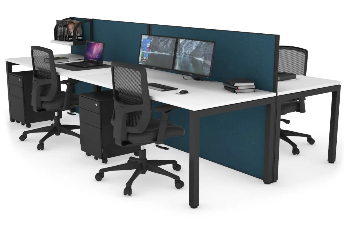 Horizon Quadro 4 Person Bench Square Legs Office Workstation [1800L x 800W with Cable Scallop]