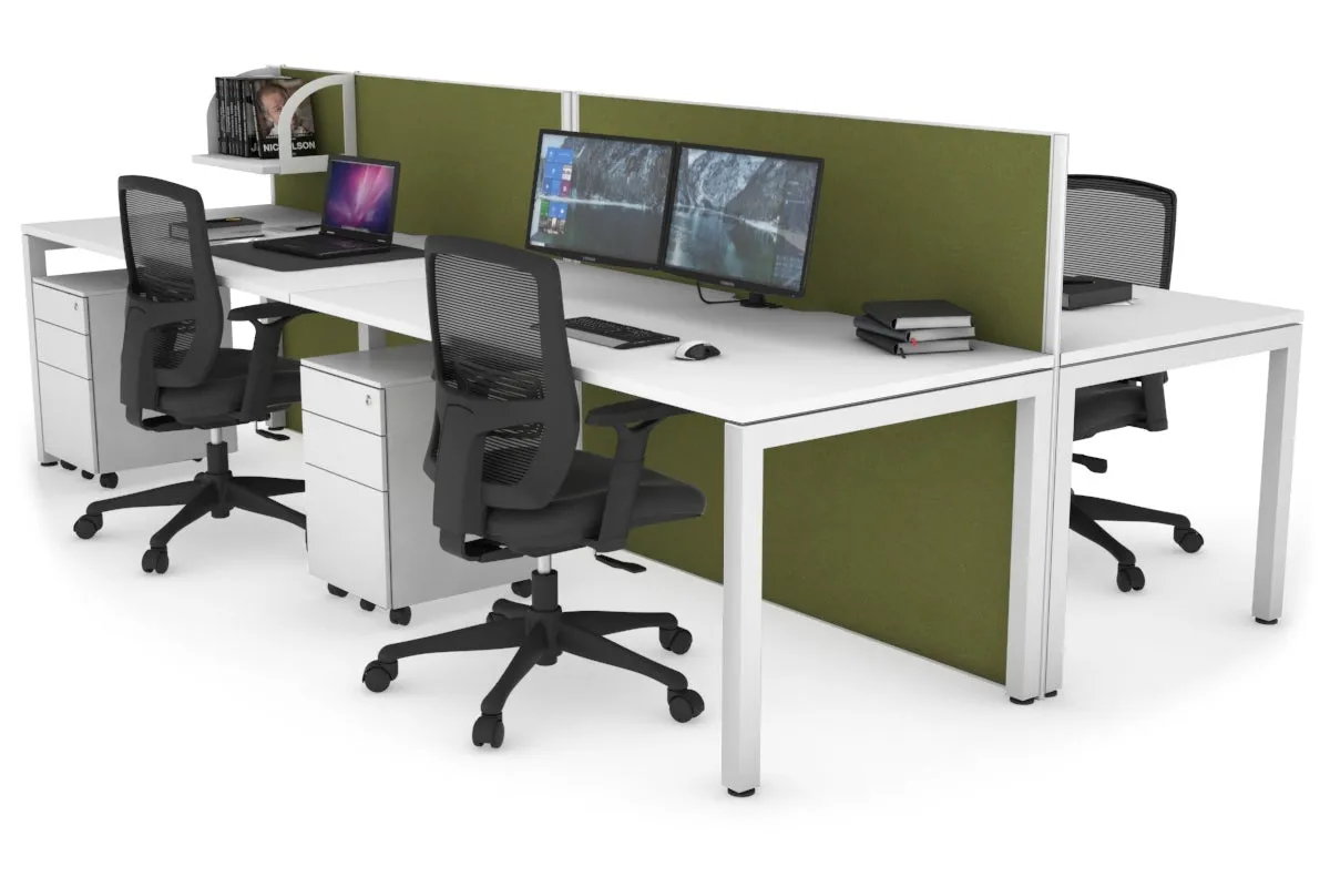 Horizon Quadro 4 Person Bench Square Legs Office Workstation [1800L x 800W with Cable Scallop]