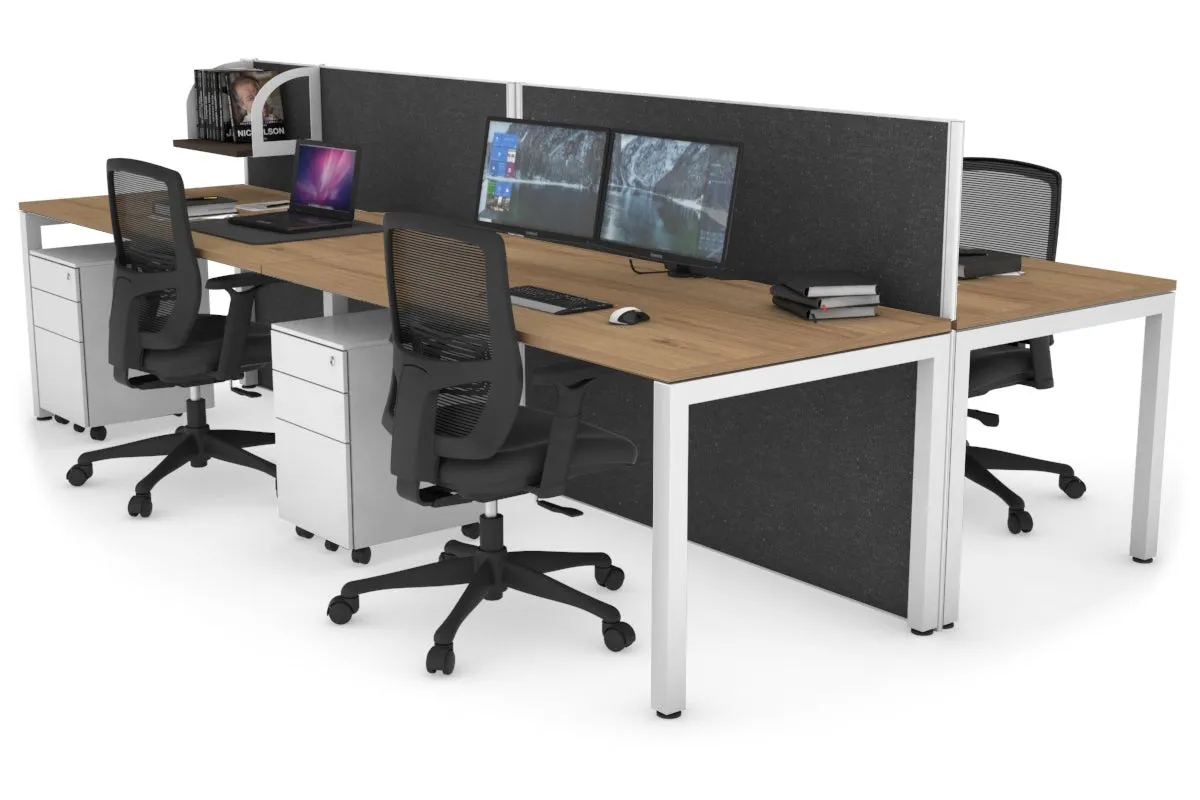 Horizon Quadro 4 Person Bench Square Legs Office Workstation [1800L x 800W with Cable Scallop]