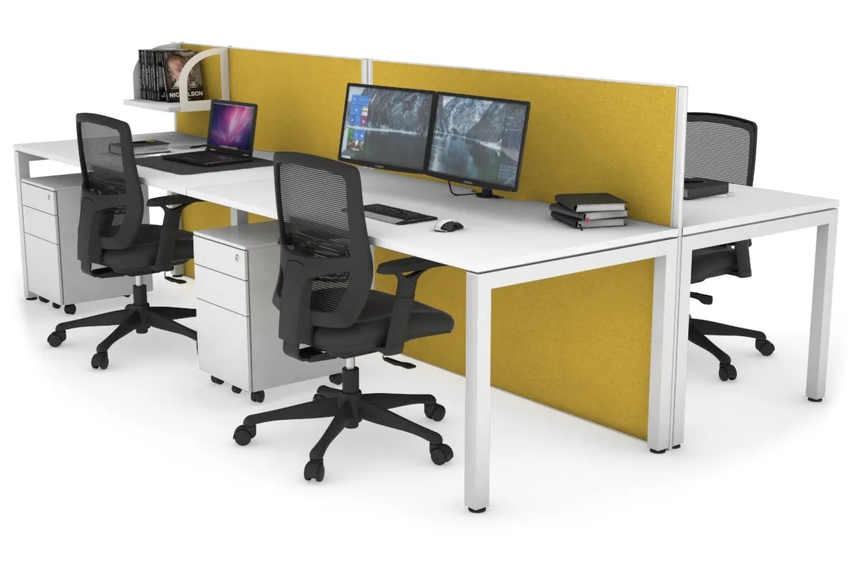 Horizon Quadro 4 Person Bench Square Legs Office Workstation [1800L x 800W with Cable Scallop]