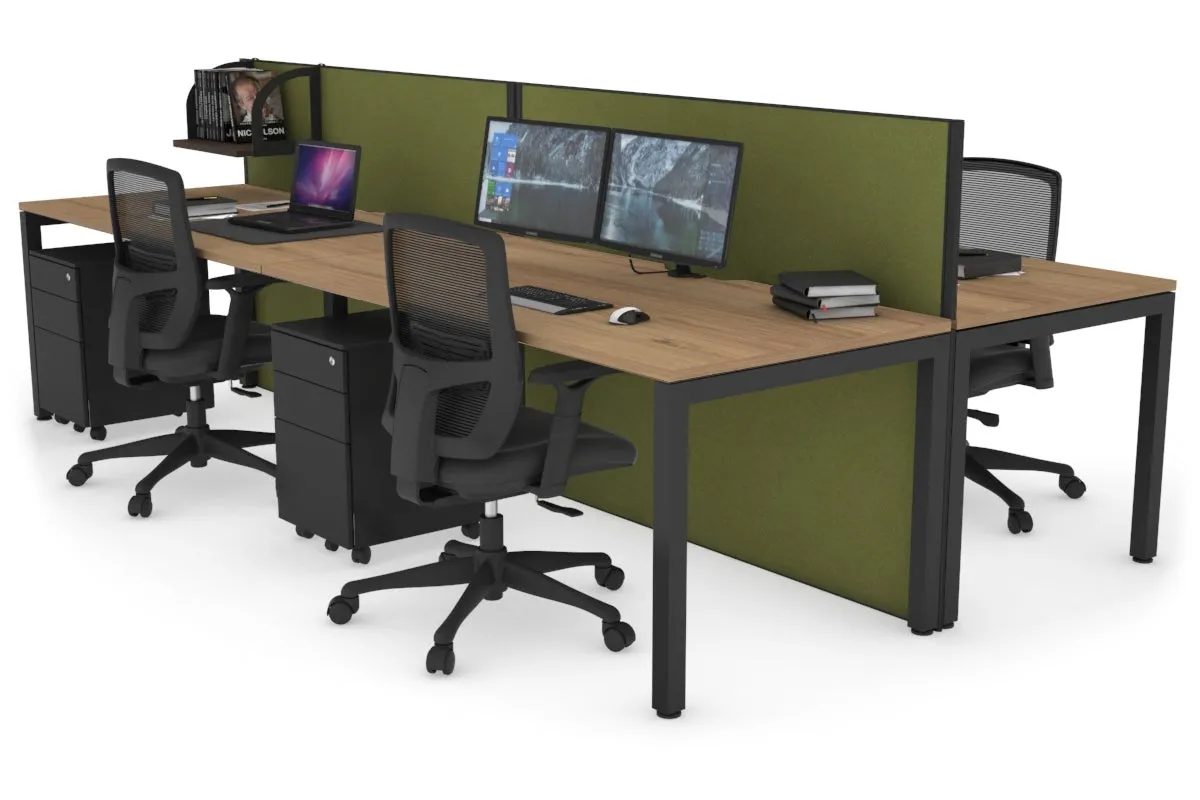 Horizon Quadro 4 Person Bench Square Legs Office Workstation [1800L x 800W with Cable Scallop]