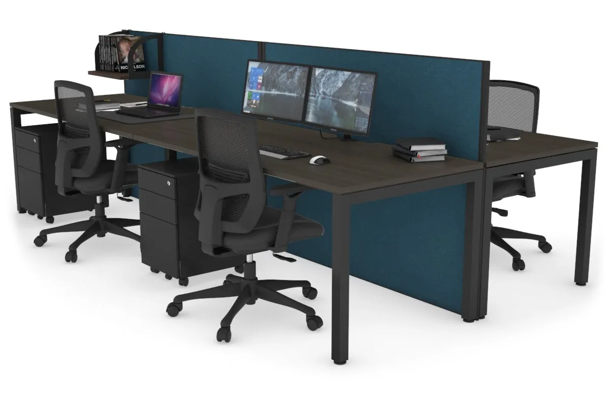 Horizon Quadro 4 Person Bench Square Legs Office Workstation [1800L x 800W with Cable Scallop]