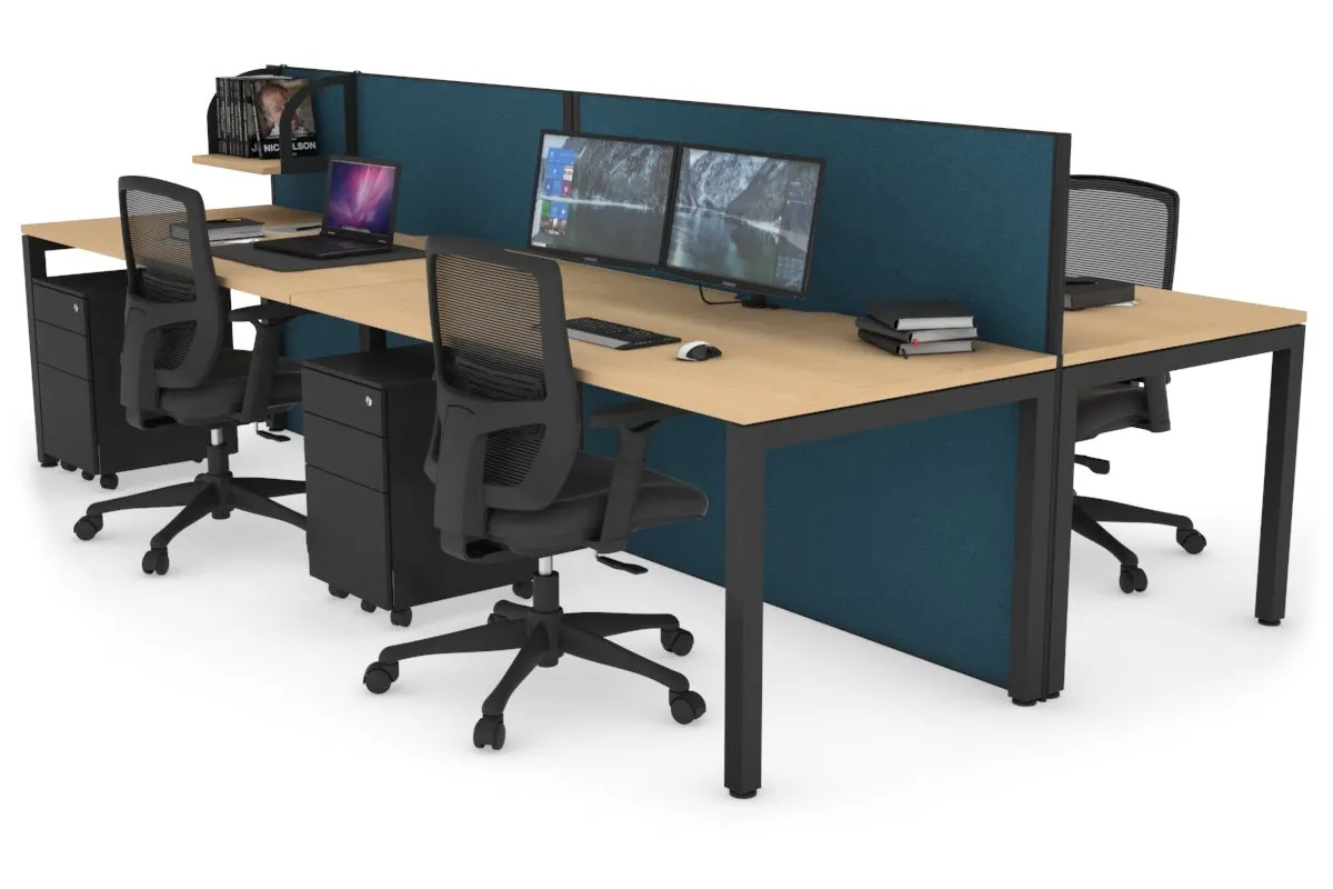 Horizon Quadro 4 Person Bench Square Legs Office Workstation [1800L x 800W with Cable Scallop]