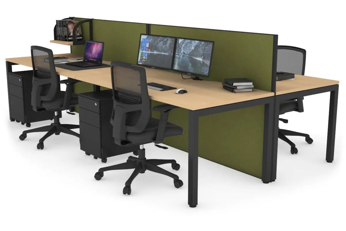 Horizon Quadro 4 Person Bench Square Legs Office Workstation [1800L x 800W with Cable Scallop]