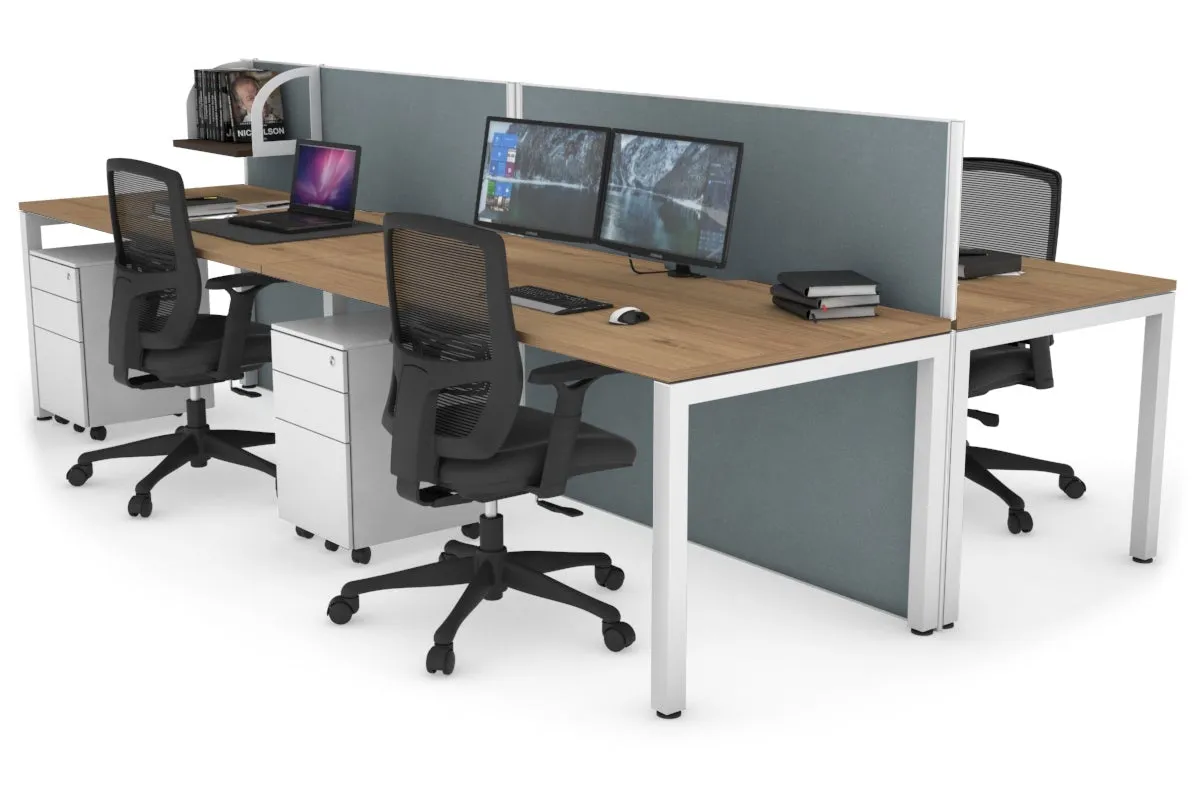 Horizon Quadro 4 Person Bench Square Legs Office Workstation [1800L x 800W with Cable Scallop]