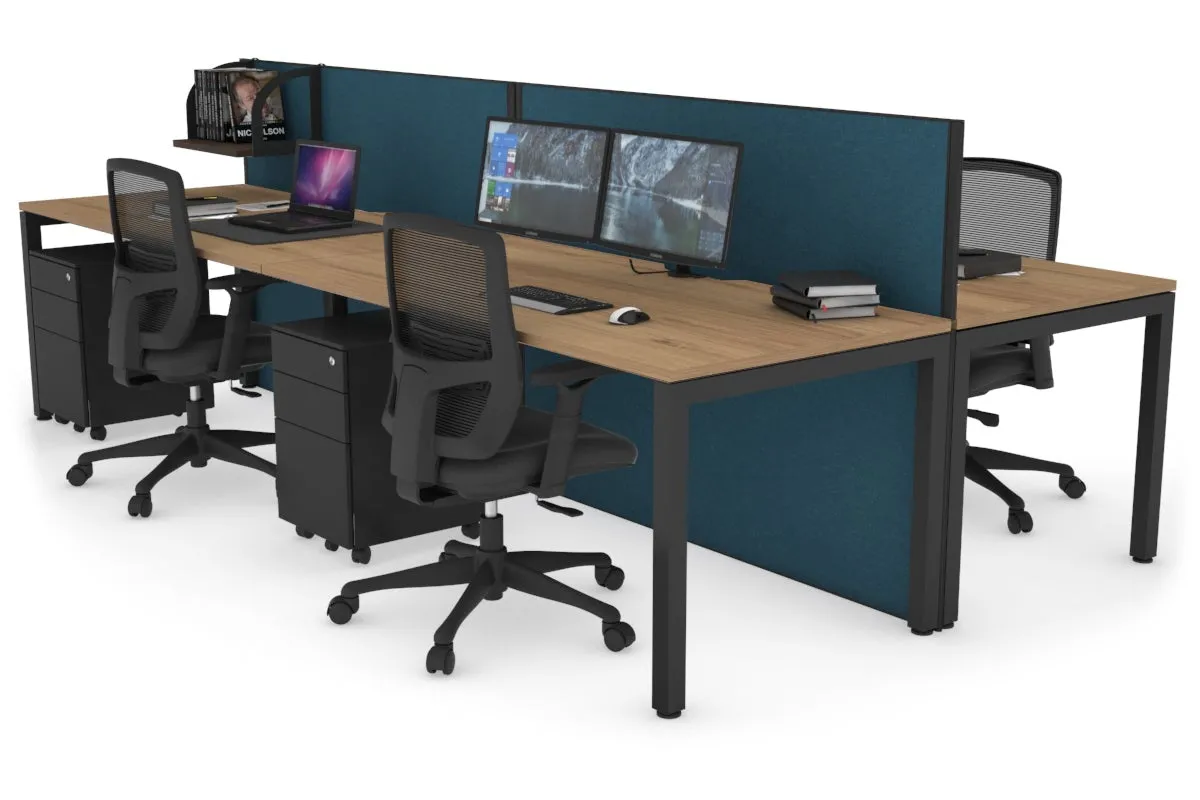 Horizon Quadro 4 Person Bench Square Legs Office Workstation [1800L x 800W with Cable Scallop]