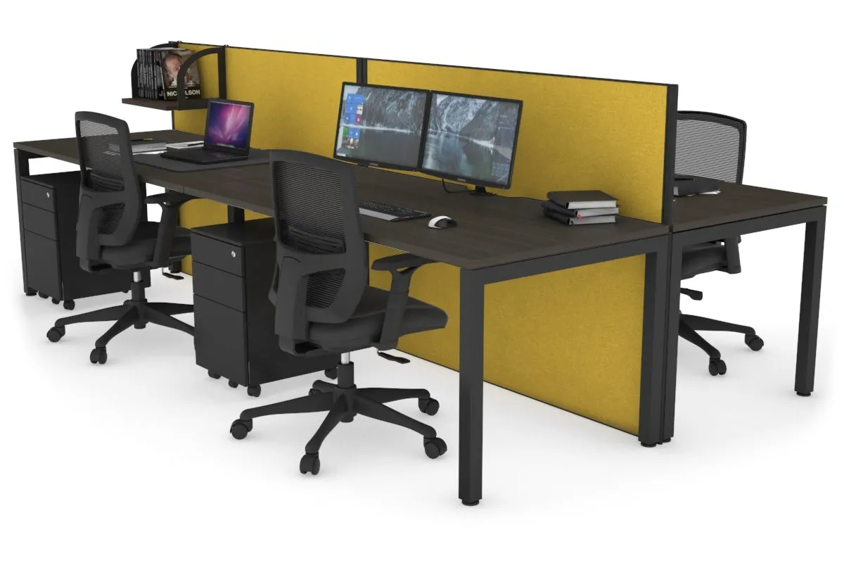 Horizon Quadro 4 Person Bench Square Legs Office Workstation [1800L x 800W with Cable Scallop]