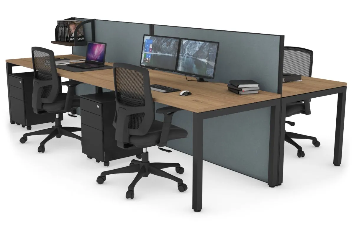 Horizon Quadro 4 Person Bench Square Legs Office Workstation [1800L x 800W with Cable Scallop]