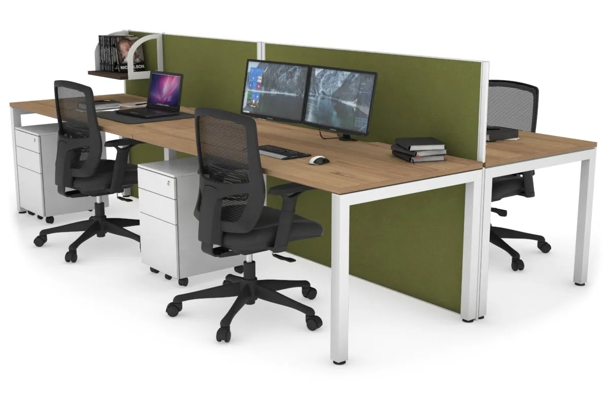 Horizon Quadro 4 Person Bench Square Legs Office Workstation [1800L x 800W with Cable Scallop]