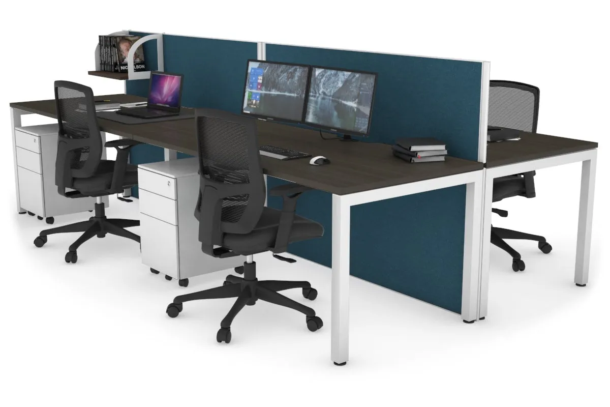 Horizon Quadro 4 Person Bench Square Legs Office Workstation [1800L x 800W with Cable Scallop]