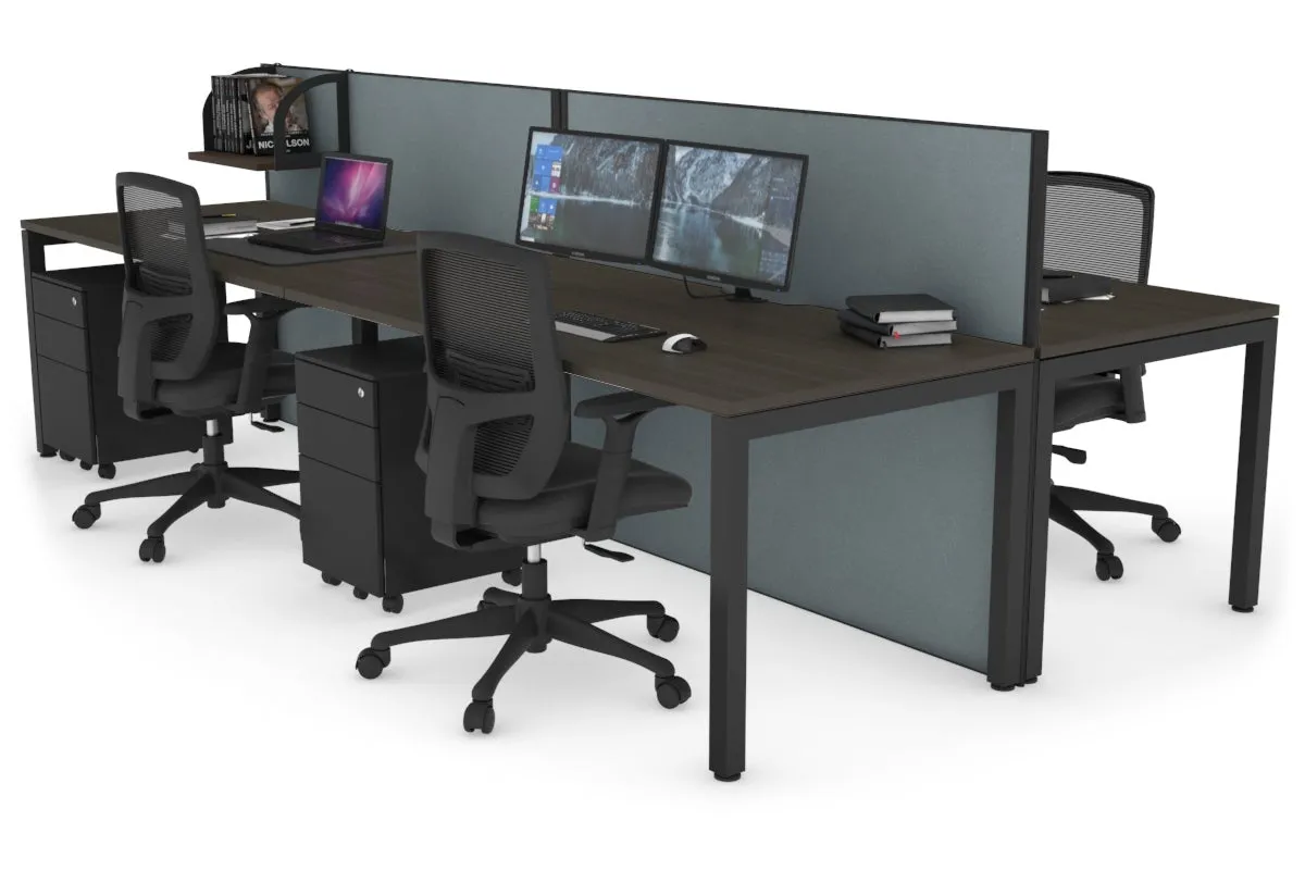 Horizon Quadro 4 Person Bench Square Legs Office Workstation [1800L x 800W with Cable Scallop]