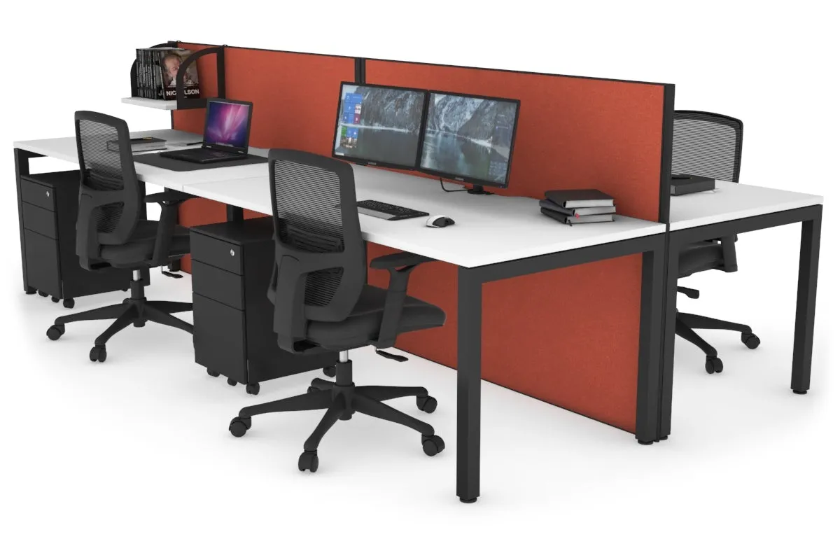 Horizon Quadro 4 Person Bench Square Legs Office Workstation [1800L x 800W with Cable Scallop]