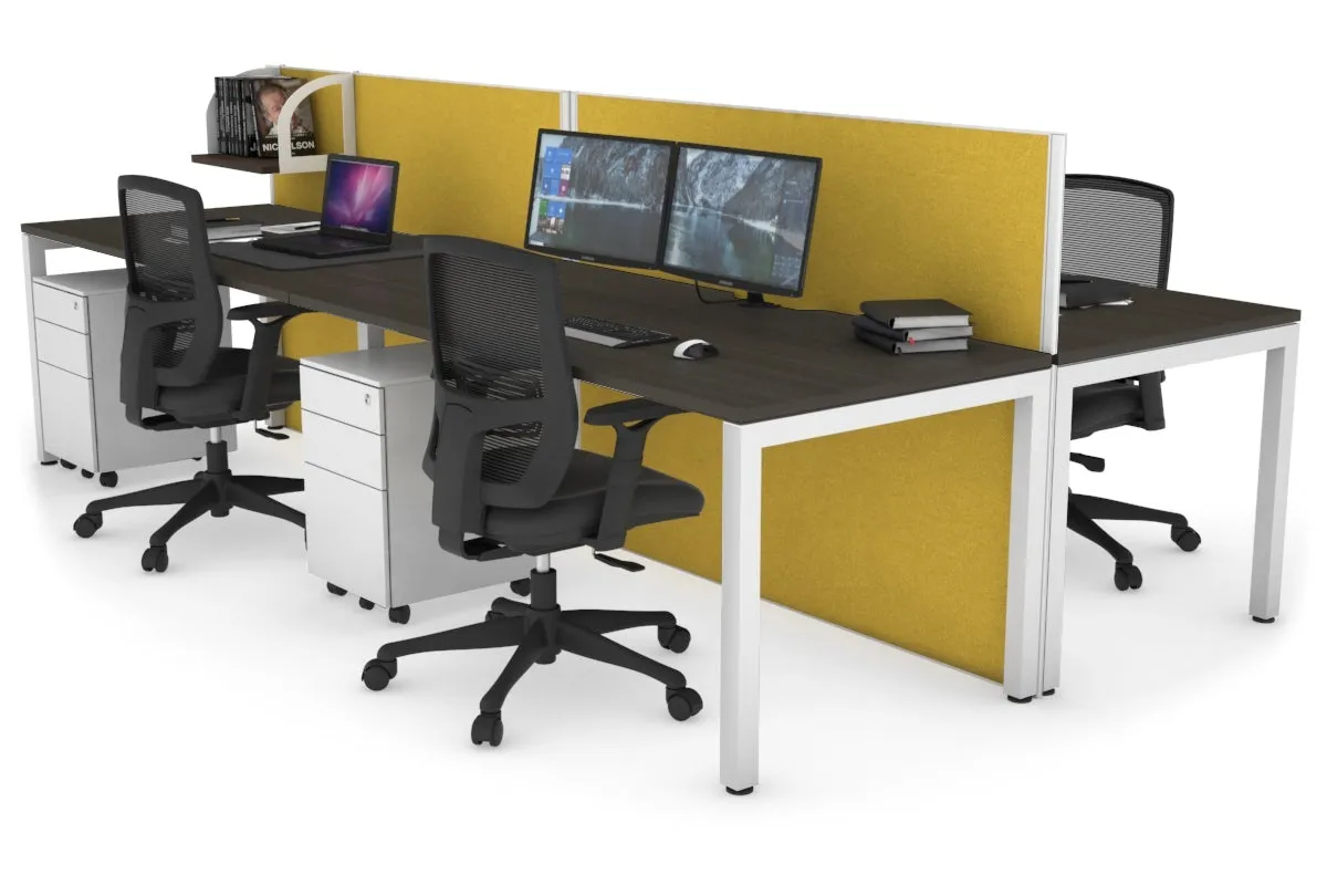 Horizon Quadro 4 Person Bench Square Legs Office Workstation [1800L x 800W with Cable Scallop]