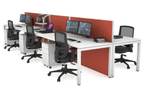 Horizon Quadro 6p Bench Square Legs Office Workstation [1400L x 800W with Cable Scallop]