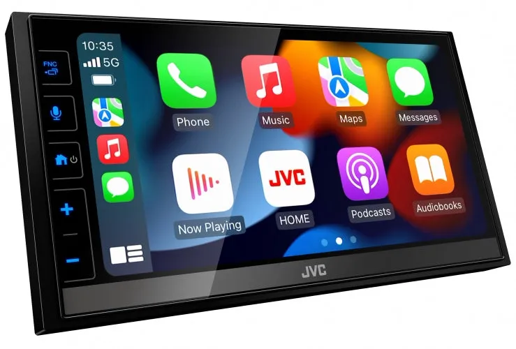 JVC KW-M785BW 6.8 Inch LCD Mechless Digital Media Receiver Head Unit with Wireless Android Auto and Apple CarPlay