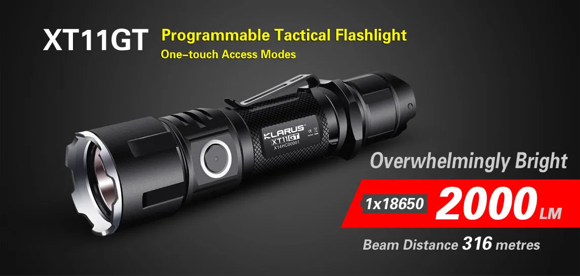 KLARUS XT11GT Tactical Flashlight Kit - Black