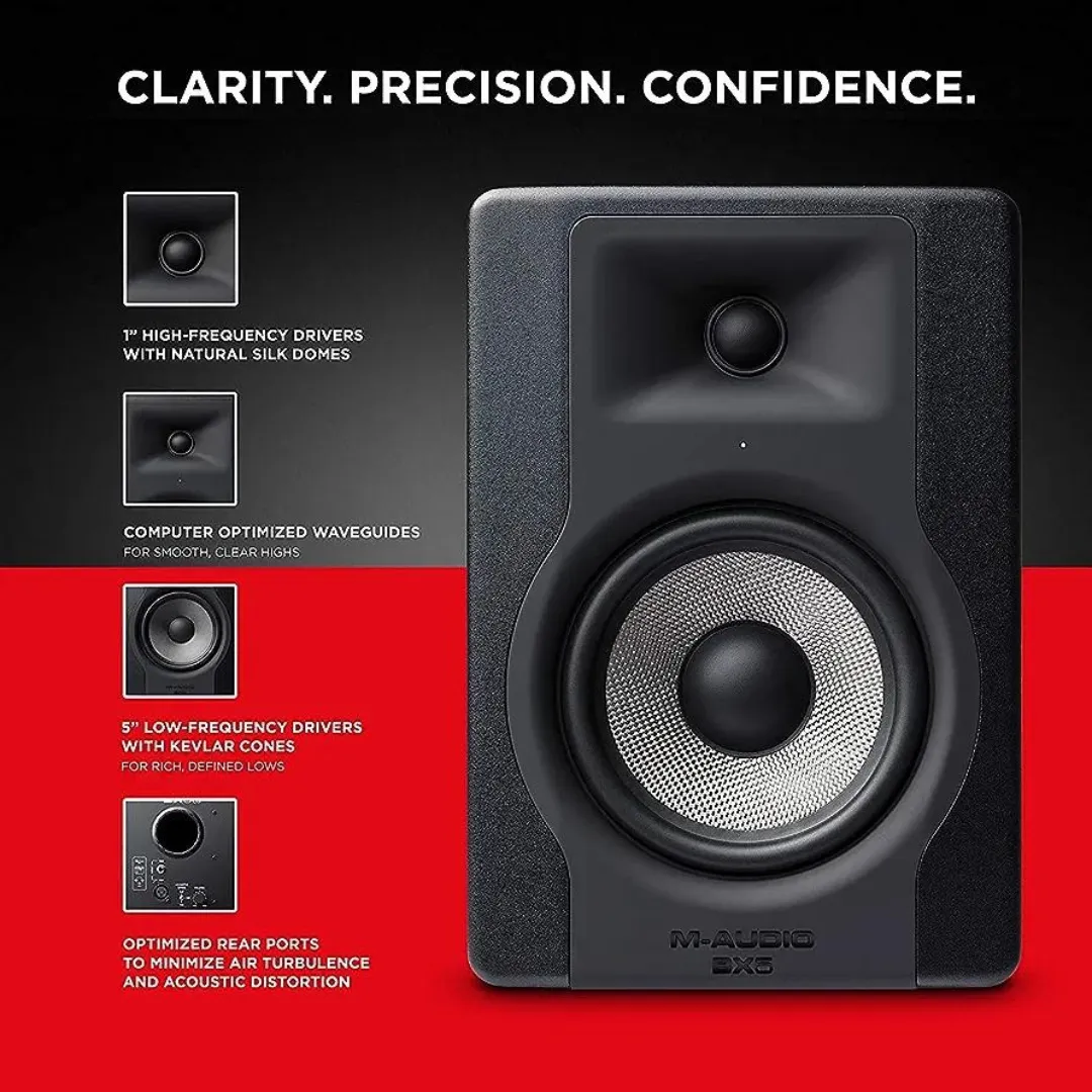 M-AUDIO BX5 D3 Dual (2-Way) 5" 150W Powered Studio Monitor Speaker for Music Production and Mixing - Brand New